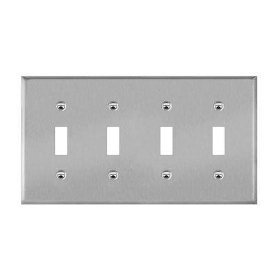 Enerlites Stainless Steel Toggle Switch Four Gang Wall Plate   