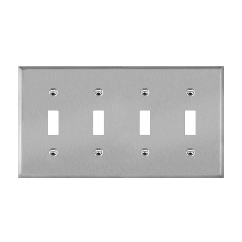 Enerlites Stainless Steel Toggle Switch Four Gang Wall Plate   