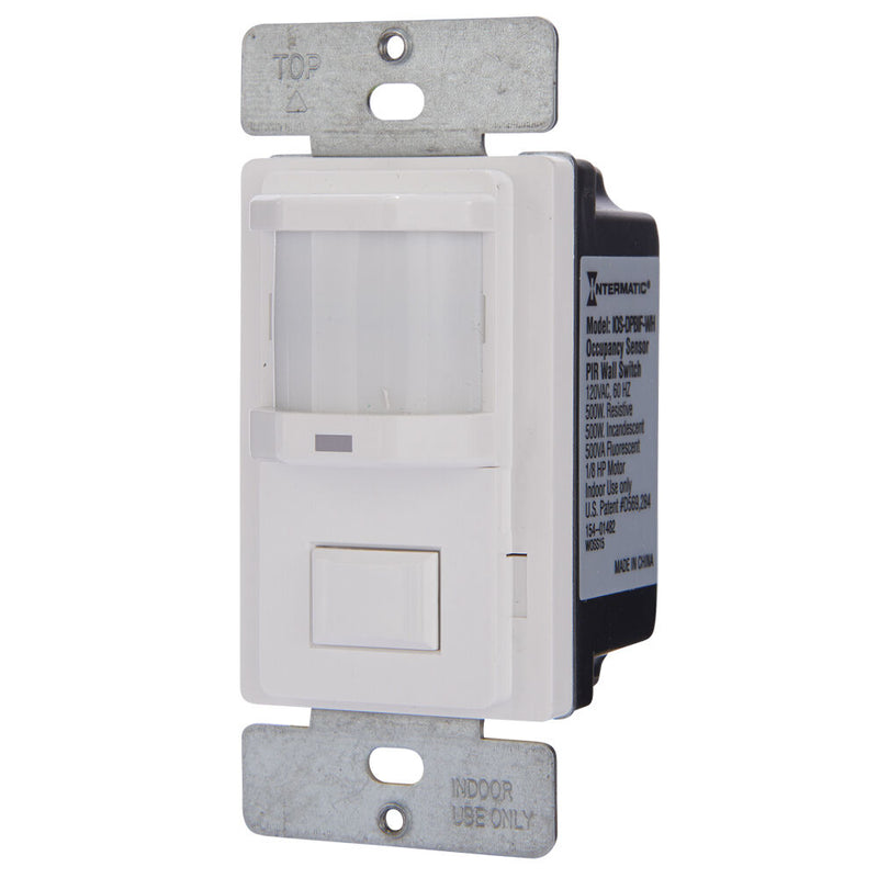 Intermatic IOS-DPBIMF-WH Residential In-Wall Push Button PIR Occupancy Sensor - No Neutral Required   