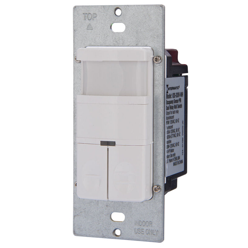 Intermatic IOS-DDR-WH Commercial Grade Dual Load In-Wall PIR Occupancy/Vacancy Sensor   