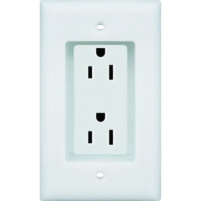 Morris Products Decorator Recessed Duplex Receptacle With Wall Plate   