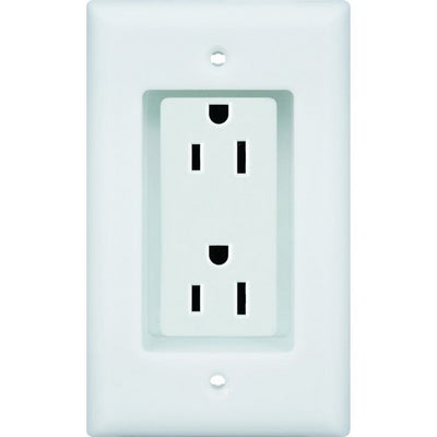 Morris Products Decorator Recessed Duplex Receptacle With Wall Plate   