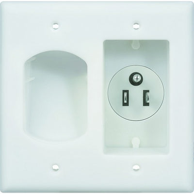 Morris Products Two Gang Low Voltage Cable Plate and Recessed Plug   