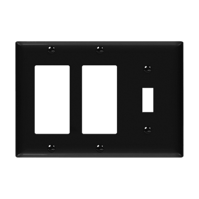 Enerlites Combination Three Gang Toggle and 2 Decorator GFCI Wall Plate Black  