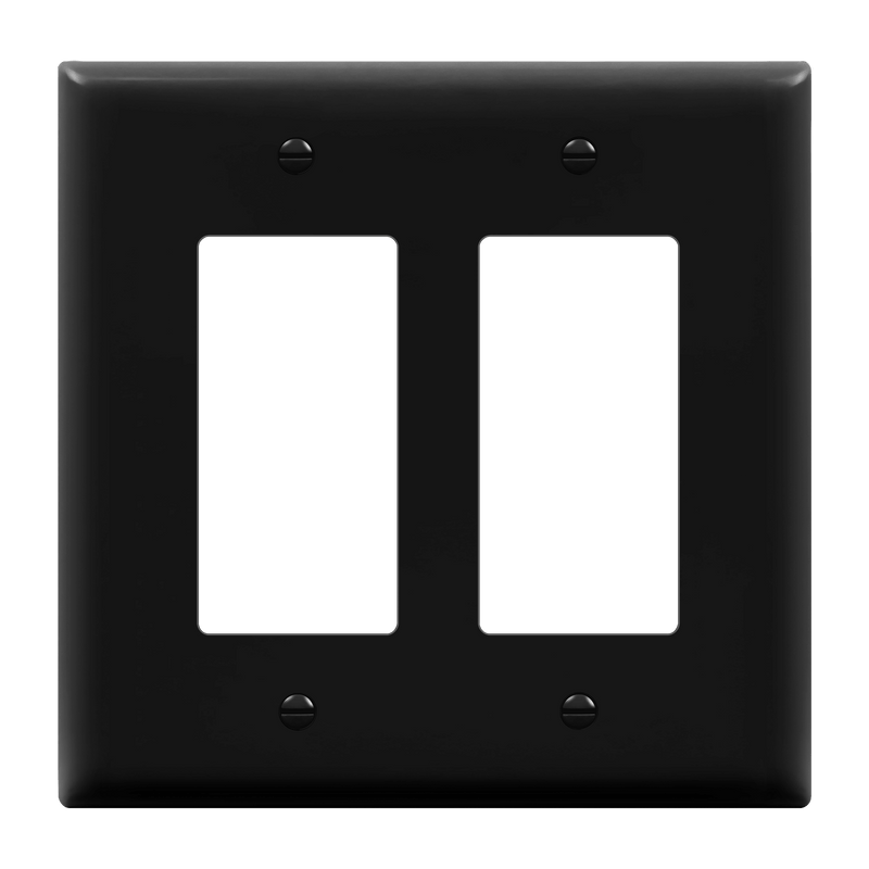Enerlites Decorator GFCI Matte Two Gang Wall Plate Black
