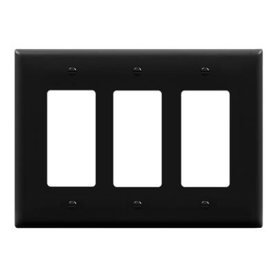 Enerlites Decorator GFCI Matte Three Gang Wall Plate Black
