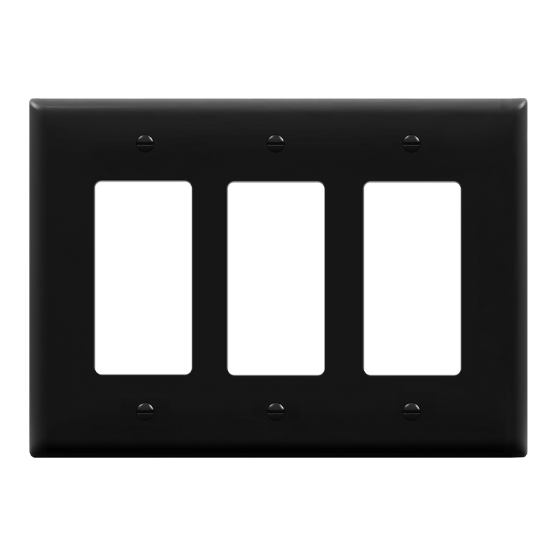 Enerlites Decorator GFCI Matte Three Gang Wall Plate Black