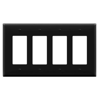 Enerlites Decorator GFCI Matte Four Gang Wall Plate Black