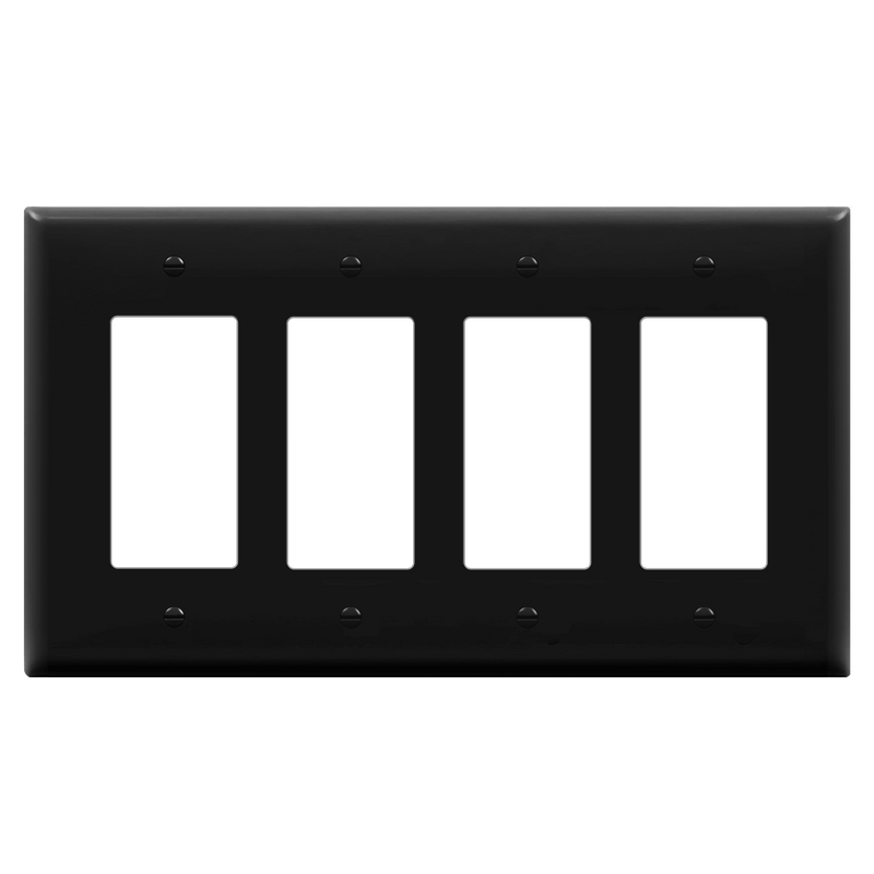 Enerlites Decorator GFCI Matte Four Gang Wall Plate Black