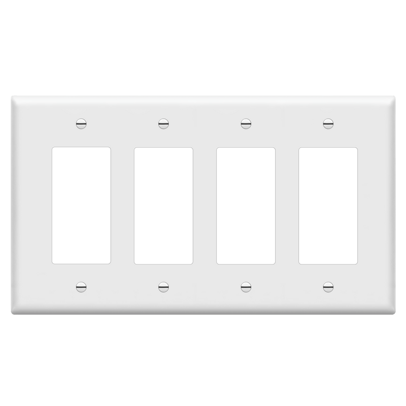 Enerlites Decorator GFCI Matte Four Gang Wall Plate White