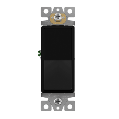Enerlites Residential Grade Matte AC Quiet Push In Side Wired Single Pole Decorator Switch Black