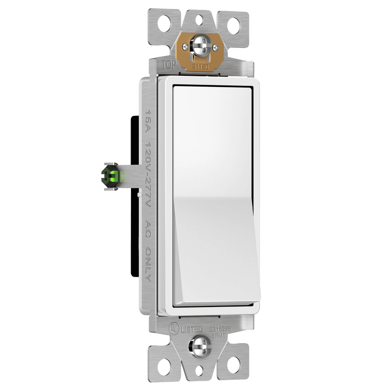 Enerlites Residential Grade Matte AC Quiet Push In Side Wired Single Pole Decorator Switch