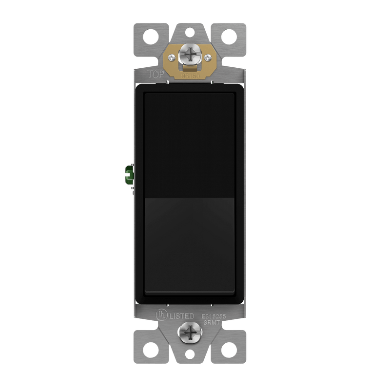 Enerlites Residential Grade Matte AC Quiet Push In Side Wired 3 Way Decorator Switch Black