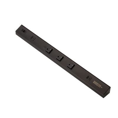 American Lighting 24 Inch Atom 120V Low Profile Power Strips With Receptacles Black