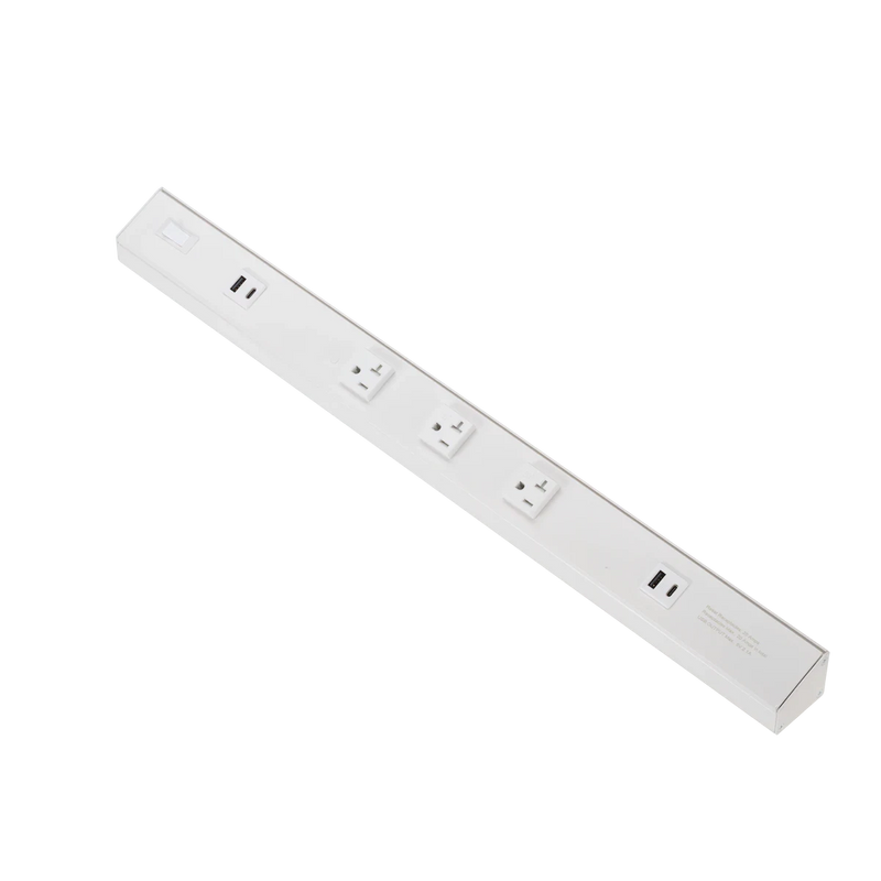 American Lighting 24 Inch Atom 120V Low Profile Power Strips With Receptacles White