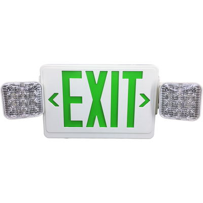 EiKO Exit Sign and Emergency LED Light Combo White Housing Green  