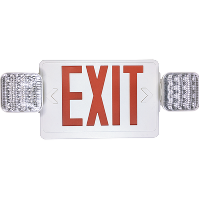 EiKO Exit Sign and Emergency LED Light Combo White Housing Red  