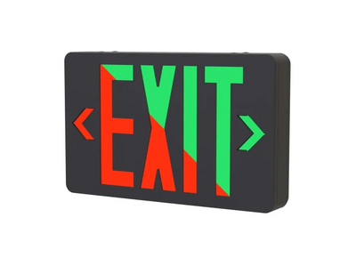 Halco Lighting Technologies Emergence Thermoplastic Face LED Red/Green Exit Sign Black Green/Red