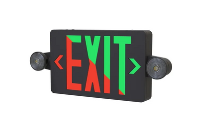 Halco Lighting Technologies Emergence Thermoplastic Face LED Red/Green Exit and Emergency Sign Black Green/Red