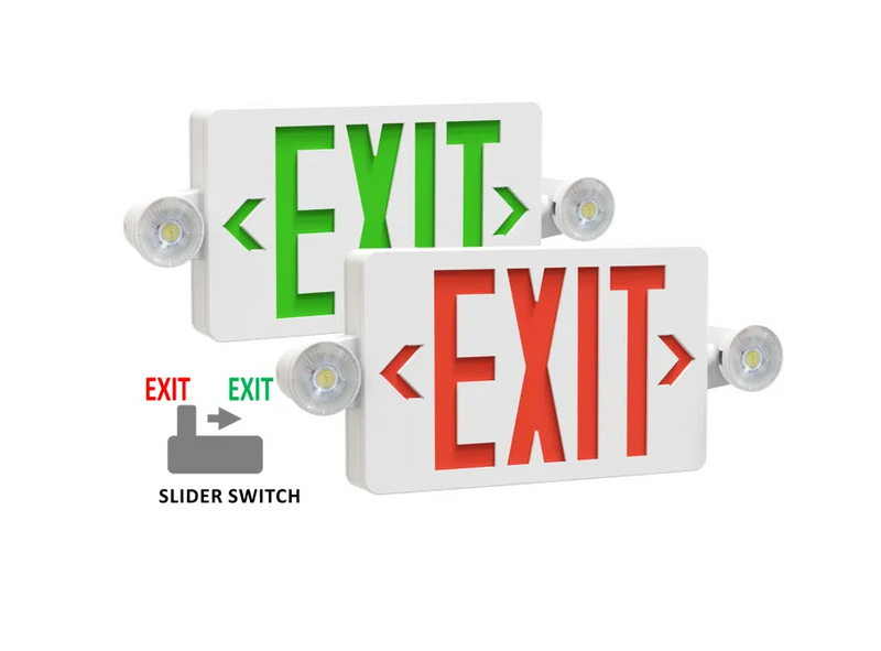 Halco Lighting Technologies Emergence Thermoplastic Face LED Red/Green Exit and Emergency Sign White Green/Red