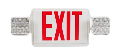 Keystone Technologies Single or Double Facing Dual Head LED Exit Combo with Switchable Red or Green Lettering White