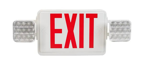 Keystone Technologies Single or Double Facing Dual Head LED Exit Combo with Switchable Red or Green Lettering White
