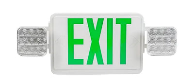 Keystone Technologies Single or Double Facing Dual Head LED Exit Combo with Switchable Red or Green Lettering