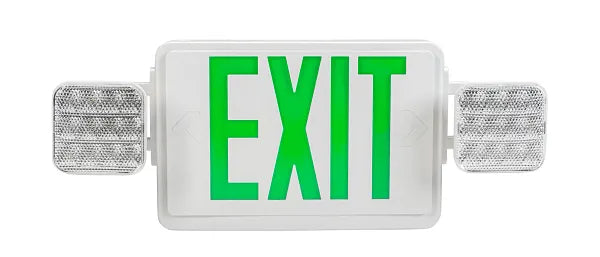 Keystone Technologies Single or Double Facing Dual Head LED Exit Combo with Switchable Red or Green Lettering