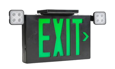 Keystone Technologies Dual Head Single or Double Facing LED Exit Combo with Switchable Red or Green Lettering