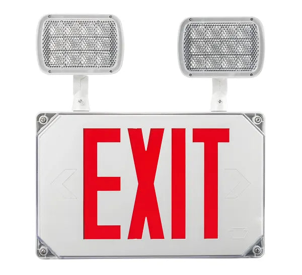 Single or Double Face Dual Head Wet Location Rated LED Exit Combo ...