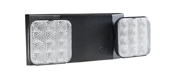 Keystone Technologies LED Dual Head Square Emergency Light with Built-In Test Switch Black