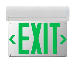 Keystone Technologies Single or Double Facing Battery Back Up Surface Mount LED Edge-Lit Exit Sign Green
