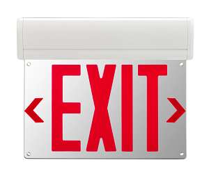 Keystone Technologies Single or Double Facing Battery Back Up Surface Mount LED Edge-Lit Exit Sign Red