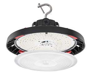 Keystone Technologies 100/150/200 Watt Round Optic Swap 120-277V LED High Bay Light Fixture 3000/4000/5000K Selectable Black 