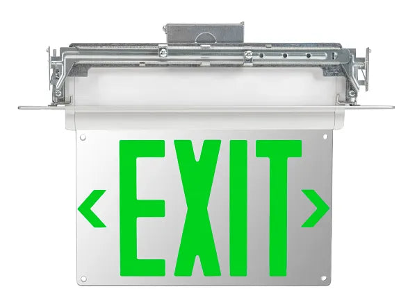 Keystone Technologies Single or Double Facing Battery Backup Universal Mount LED Edge-Lit Exit Sign Green