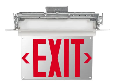 Keystone Technologies Single or Double Facing Battery Backup Universal Mount LED Edge-Lit Exit Sign Red