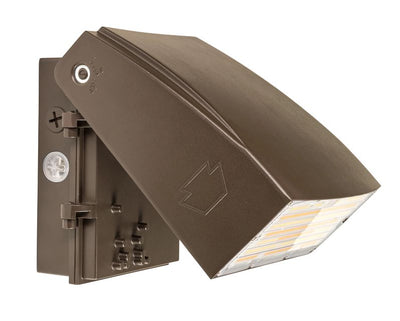 Keystone Technologies 45/60/75 Watt Adjustable LED Wall Pack Fixture 3000/4000/5000K Selectable Bronze 