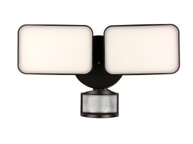 28 Watt Square 2 Head LED Security Light with Motion Sensor and Integrated Photocell 5000K