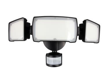 50 Watt Square 3 Head LED Security Light with Motion Sensor and Integrated Photocell 5000K