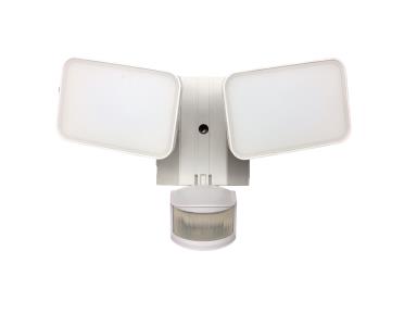 28 Watt Square Two Adjustable Head Dual Mode LED Security Light with Integrated GFCI Outlets 5000K