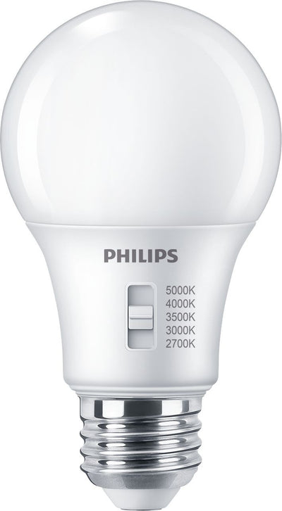 Philips Lighting 8 Watt 800 Lumen 120V Dimmable Dipswitch LED A19 Light Bulb 2700K/3000K/3500K/4000K/5000K