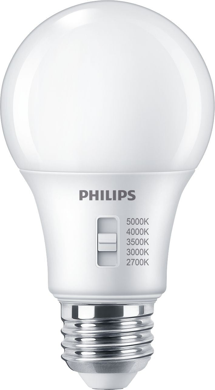 Philips Lighting 8 Watt 800 Lumen 120V Dimmable Dipswitch LED A19 Light Bulb 2700K/3000K/3500K/4000K/5000K