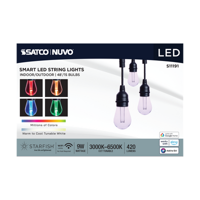 Satco Smart LED String Lights with Starfish RGB Technology