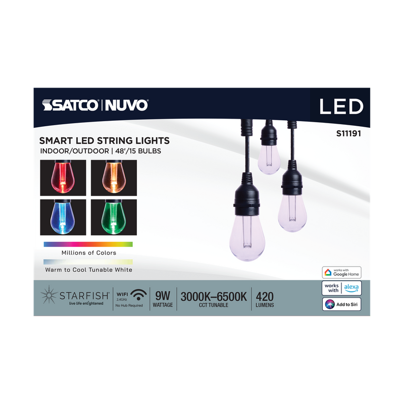 Satco Smart LED String Lights with Starfish RGB Technology