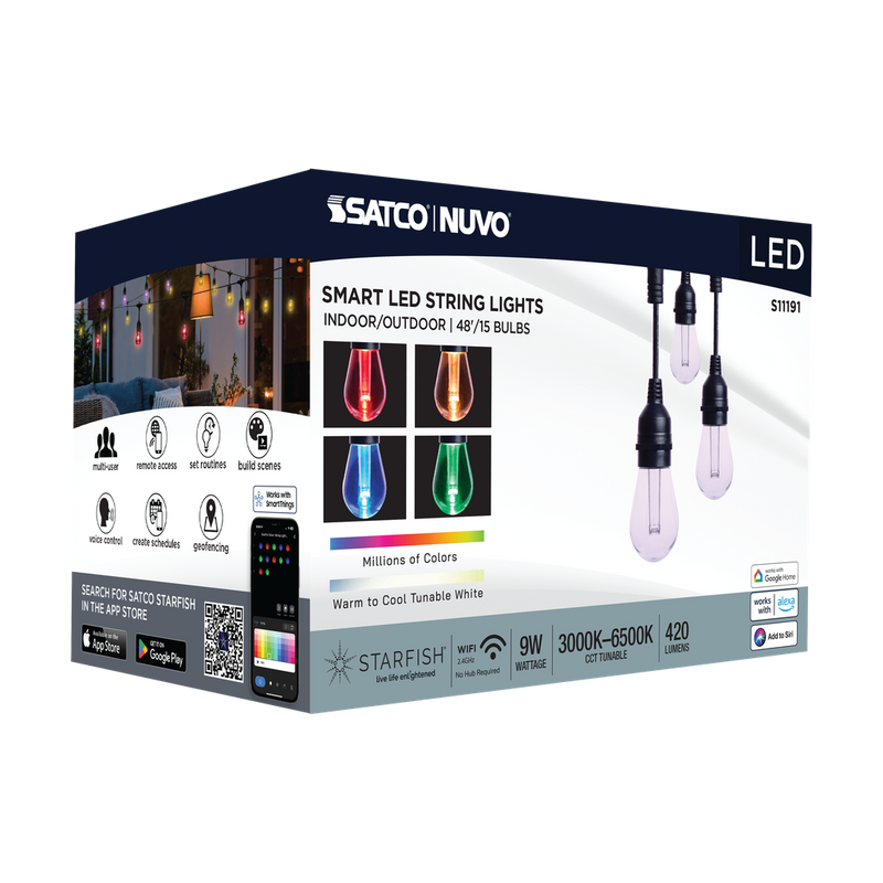 Satco Smart LED String Lights with Starfish RGB Technology