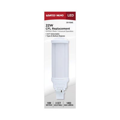 Satco 14 Watt Color selectable LED PL Lamp GX32d-2 Base 2700K/4000K/5000K