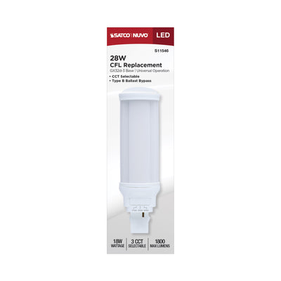 Satco 18 Watt Color selectable LED PL Lamp GX32d-3 Base 2700K/4000K/5000K