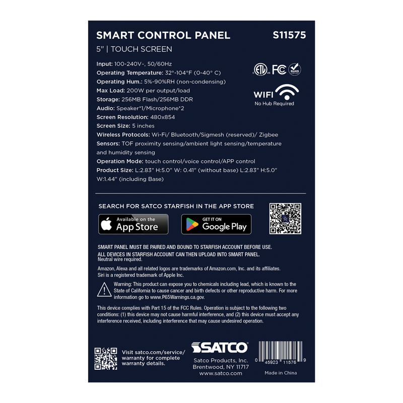 Satco 5 Inch Starfish In-Wall Wired Touch Screen