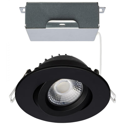Satco 4 Inch 12 Watt Round LED Architectural Gimbal Downlight Fixture Selectable Black 