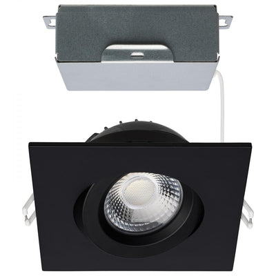 Satco 4 Inch 12 Watt Square LED Architectural Gimbal Downlight Fixture Selectable Black 